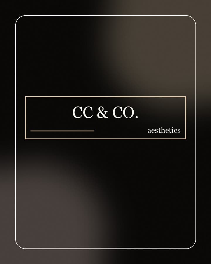 CC & CO. premium aesthetics logo on a dark editorial background